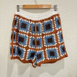 Ultra Pink Crochet Granny Square Shorts Size Large